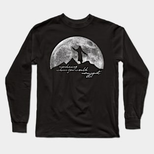 Mountains And Woman On Moon, Moonchasing Long Sleeve T-Shirt